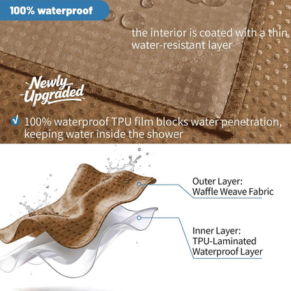 2-in-1 Waterproof Fabric Shower Curtain - No Separate Liner Needed, Hotel-Style Waffle Weave, Effortless Cleaning & Washable Bathroom Shower Curtain Set,72Wx72H,White