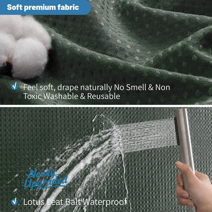 2-in-1 Waterproof Fabric Shower Curtain - No Separate Liner Needed, Hotel-Style Waffle Weave, Effortless Cleaning & Washable Bathroom Shower Curtain Set,72Wx72H,White