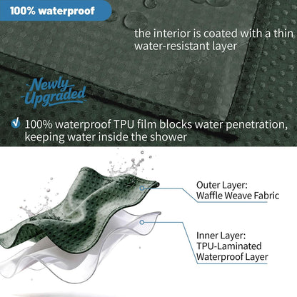 2-in-1 Waterproof Fabric Shower Curtain - No Separate Liner Needed, Hotel-Style Waffle Weave, Effortless Cleaning & Washable Bathroom Shower Curtain Set,72Wx72H,White