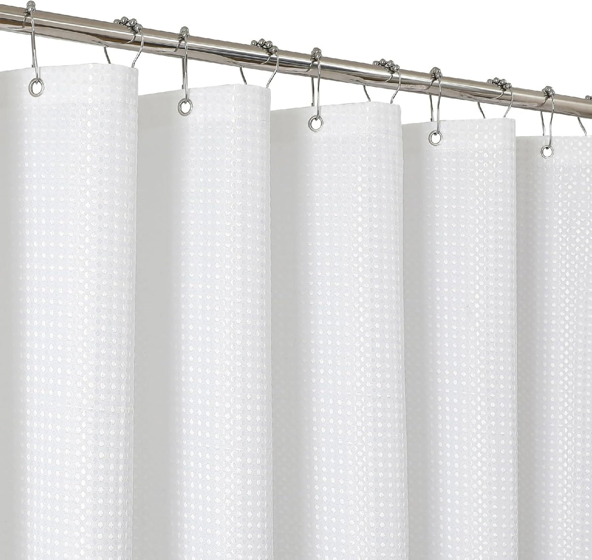2-in-1 Waterproof Fabric Shower Curtain - No Separate Liner Needed, Hotel-Style Waffle Weave, Effortless Cleaning & Washable Bathroom Shower Curtain Set,72Wx72H,White