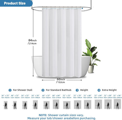 2-in-1 Waterproof Fabric Shower Curtain - No Separate Liner Needed, Hotel-Style Waffle Weave, Effortless Cleaning & Washable Bathroom Shower Curtain Set,72Wx72H,White