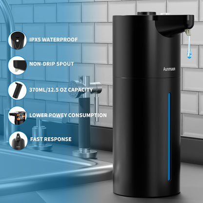 Automatic Soap Dispenser Touchless,15-Level,Kitchen Bathroom Black