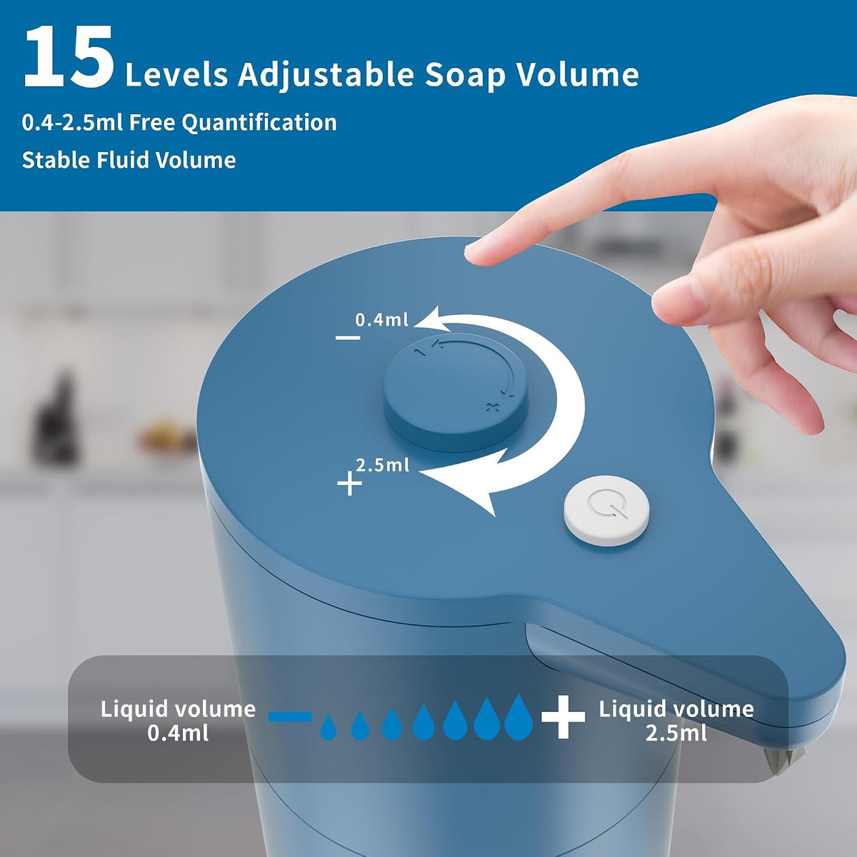 Automatic Soap Dispenser Touchless,15-Level,Kitchen Bathroom Black