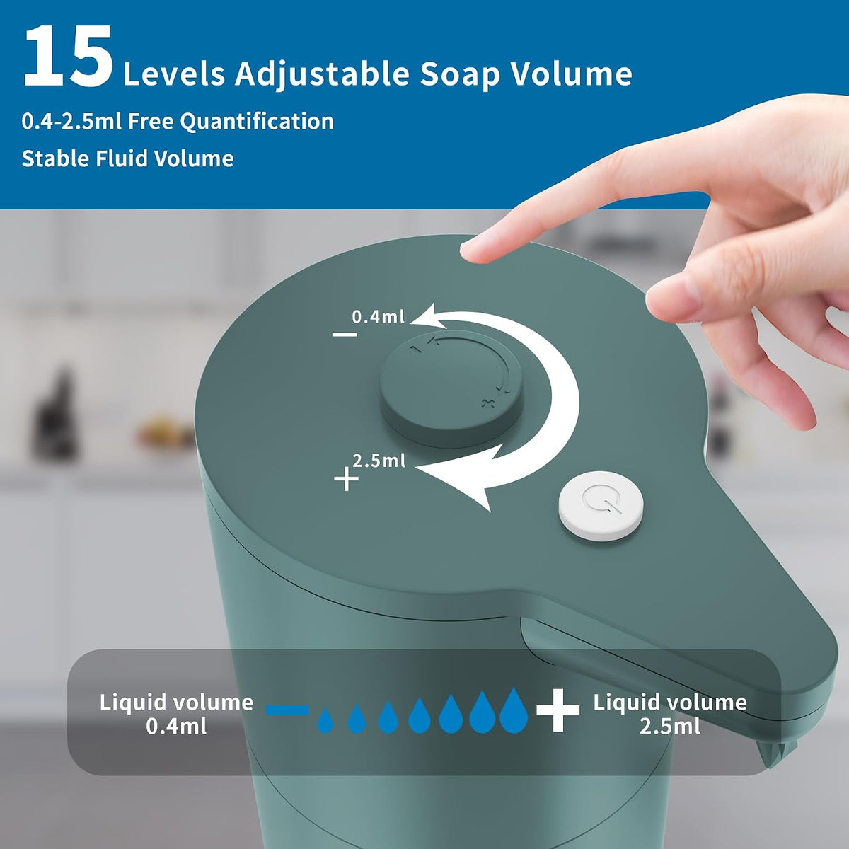 Automatic Soap Dispenser Touchless,15-Level,Kitchen Bathroom Black