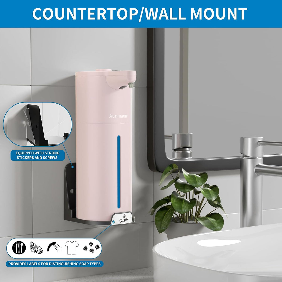 Automatic Soap Dispenser Touchless,15-Level,Kitchen Bathroom Black
