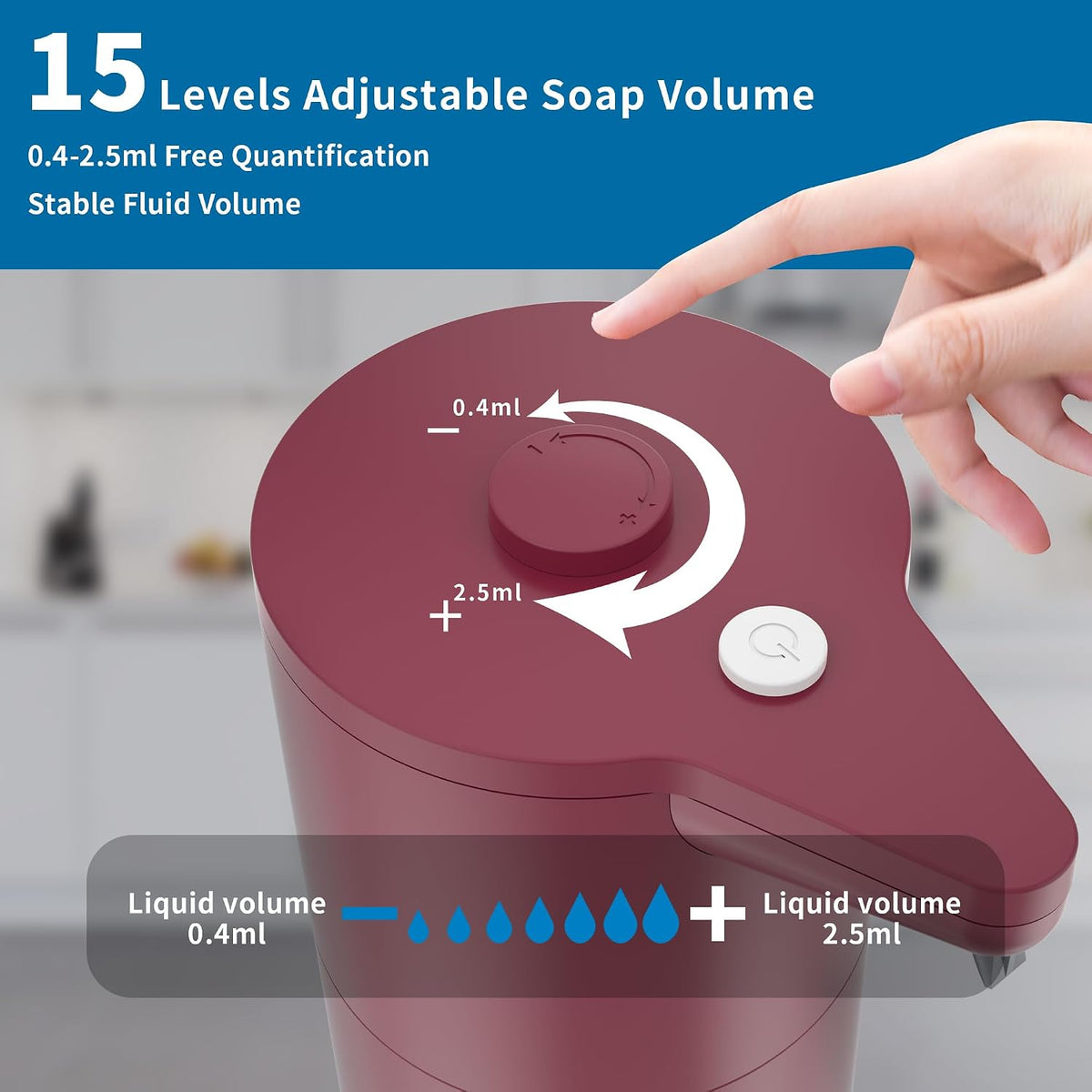 Automatic Soap Dispenser Touchless,15-Level,Kitchen Bathroom Black