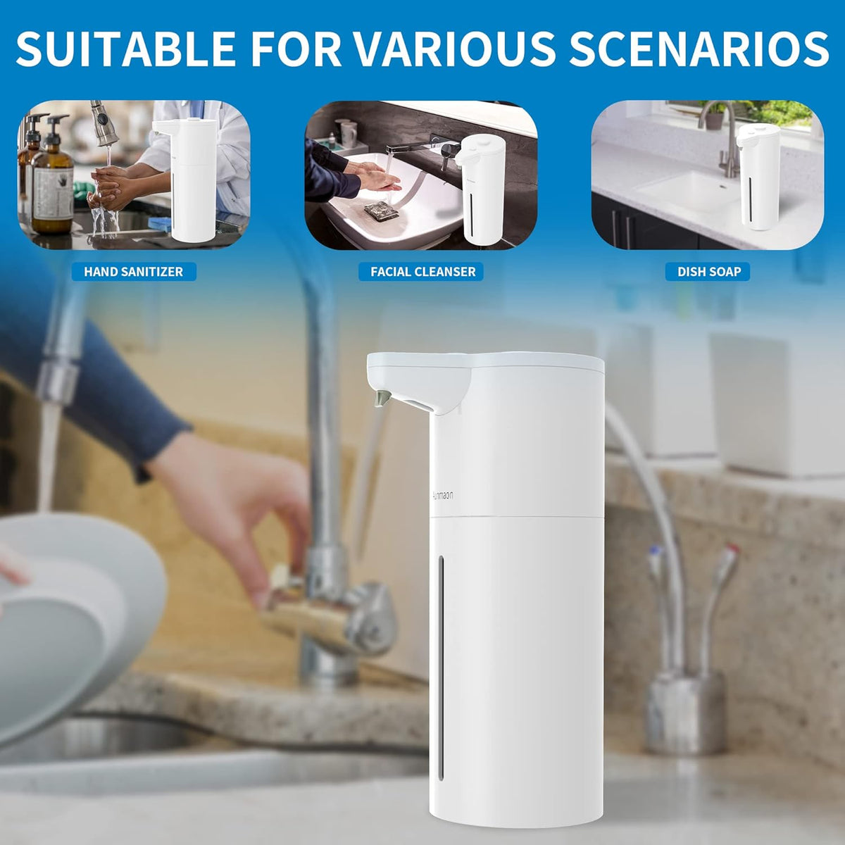 Automatic Soap Dispenser Touchless,15-Level,Kitchen Bathroom Black