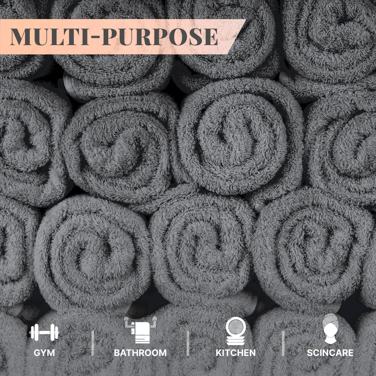 White Bath Towels 24x50 Inch, 6 Pack - Extra Absorbent Cotton Towel Set for Bathroom