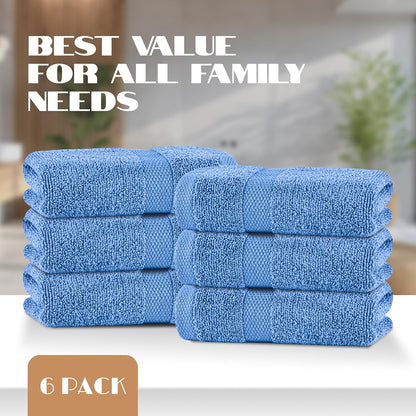 White Bath Towels 24x50 Inch, 6 Pack - Extra Absorbent Cotton Towel Set for Bathroom
