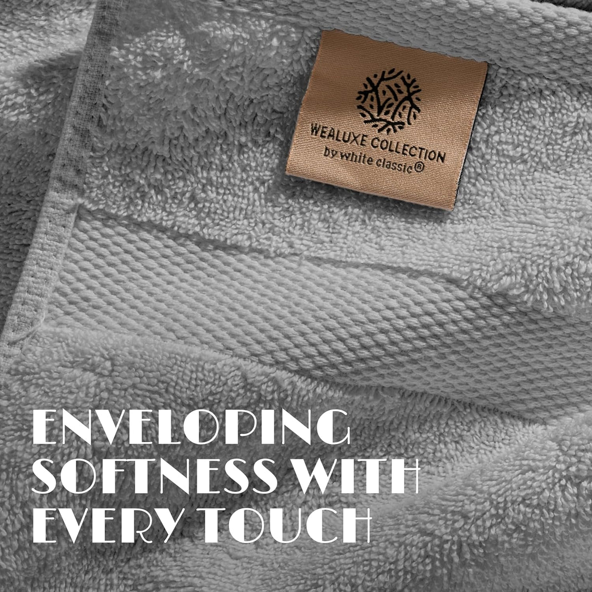 White Bath Towels 24x50 Inch, 6 Pack - Extra Absorbent Cotton Towel Set for Bathroom