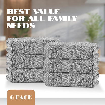 White Bath Towels 24x50 Inch, 6 Pack - Extra Absorbent Cotton Towel Set for Bathroom