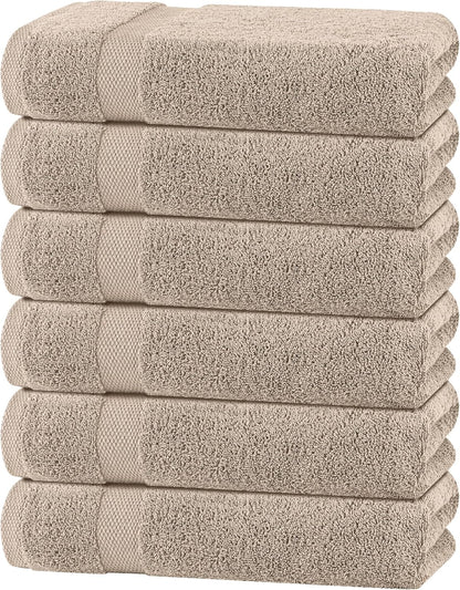 White Bath Towels 24x50 Inch, 6 Pack - Extra Absorbent Cotton Towel Set for Bathroom