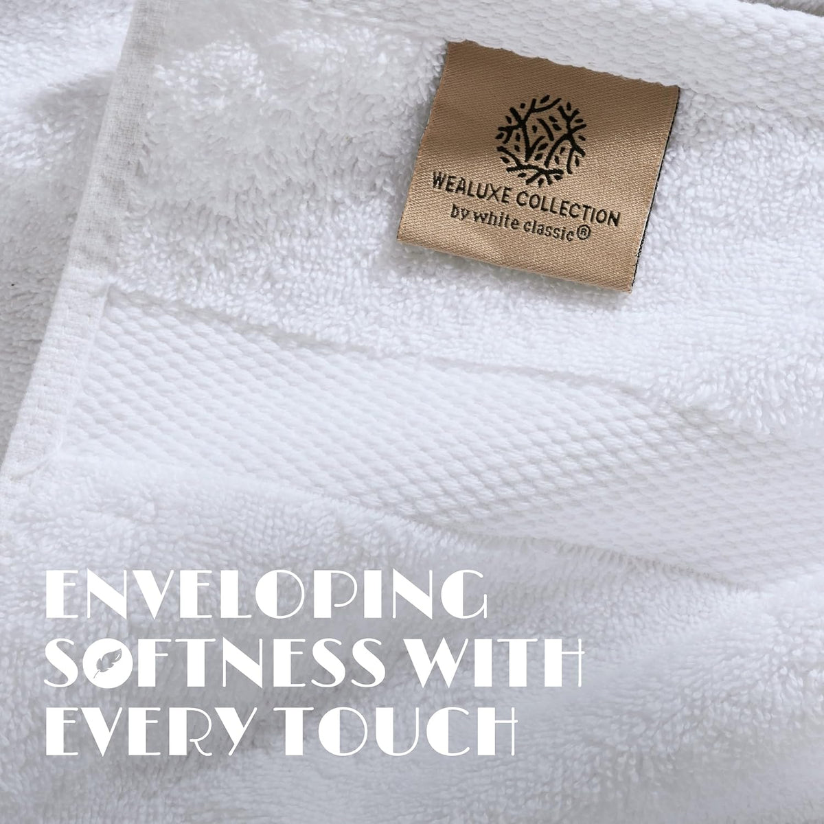White Bath Towels 24x50 Inch, 6 Pack - Extra Absorbent Cotton Towel Set for Bathroom
