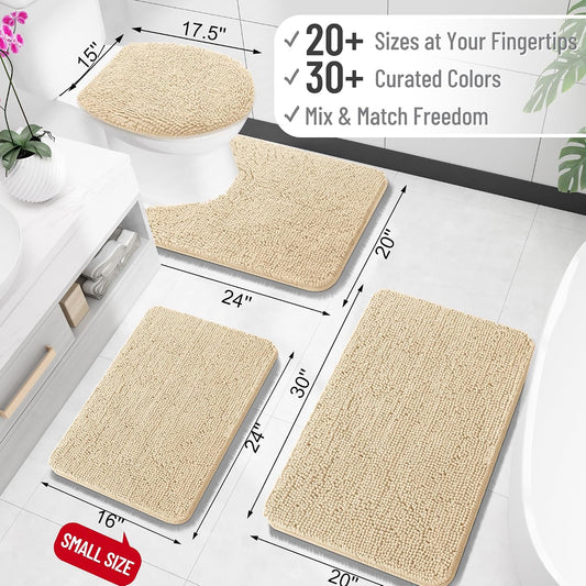Bathroom Rugs 30x20, Extra Soft Absorbent Chenille Bath Rugs | Grey, Quick-Drying Rubber Backing, Machine Washable Bath Mat for Bathroom Floor, Tub and Shower, Home Decor Accessories - Colors D