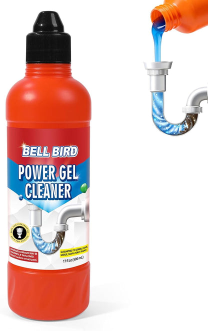 Drain Clog Remover & Pipe Cleaner - Thick Power Gel Dissolves Hair, Grease, and Soap Scum - Septic Safe Odor Eliminator for Kitchen Sinks, Tubs, Showers & Toilets