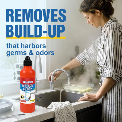 Drain Clog Remover & Pipe Cleaner - Thick Power Gel Dissolves Hair, Grease, and Soap Scum - Septic Safe Odor Eliminator for Kitchen Sinks, Tubs, Showers & Toilets