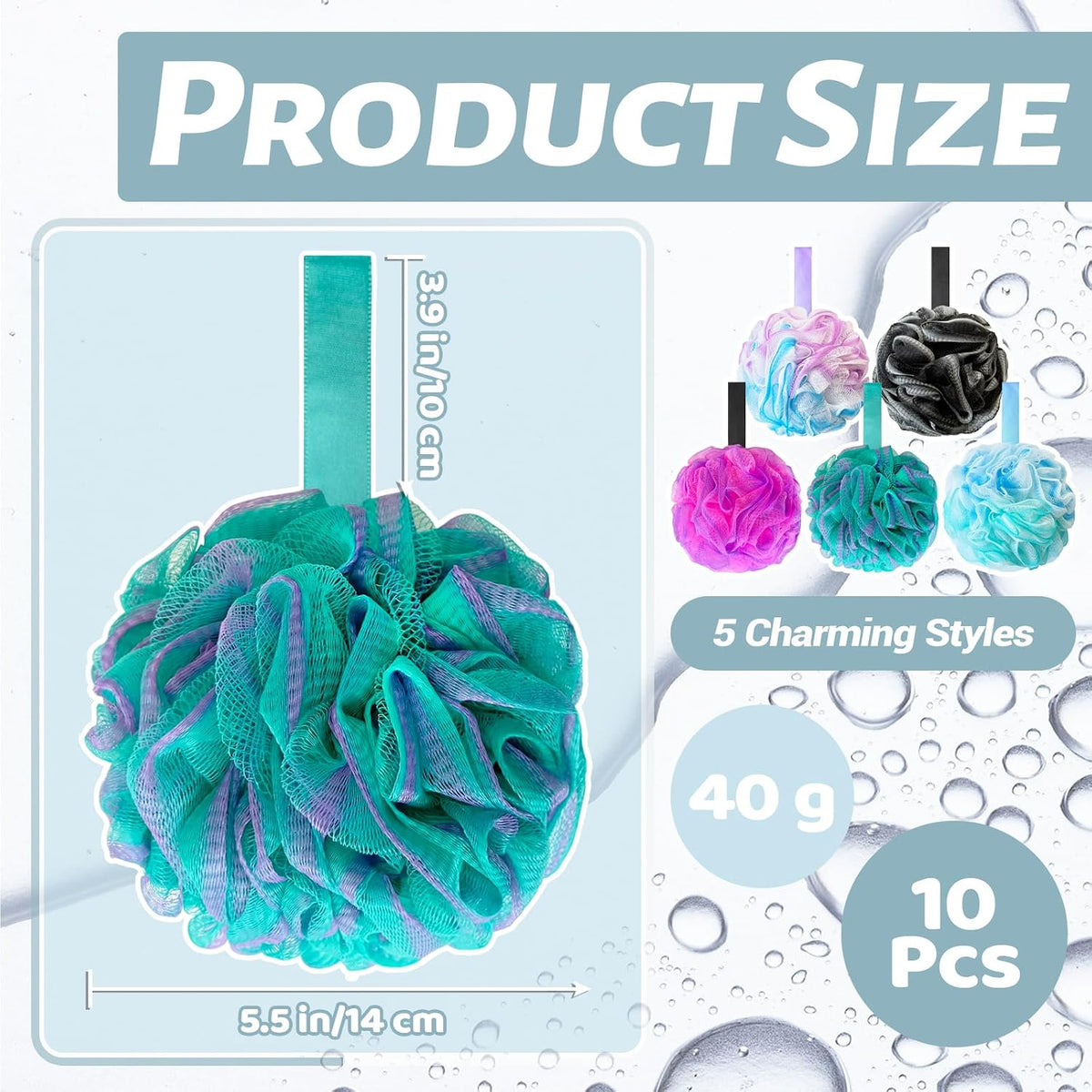 10 Pack Bath Sponge Shower Loofahs 40g,Mesh Pouf Bath Scrunchies Body Wash Puff,Body Scrubber Exfoliating Bath Sponge for Women and Men
