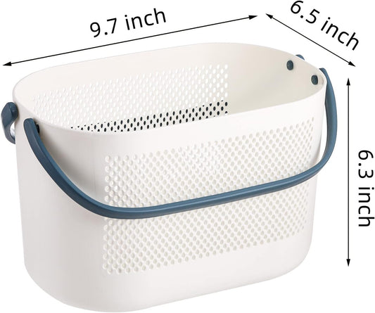 4 Pack Portable Shower Caddy Basket, Plastic Storage Baskets with Handles, Drainage Toiletry Organizer Bin, Dorm Shower Tote Bag for Bathroom, Kitchen, Closet, Bedroom, College, Gym, Camp