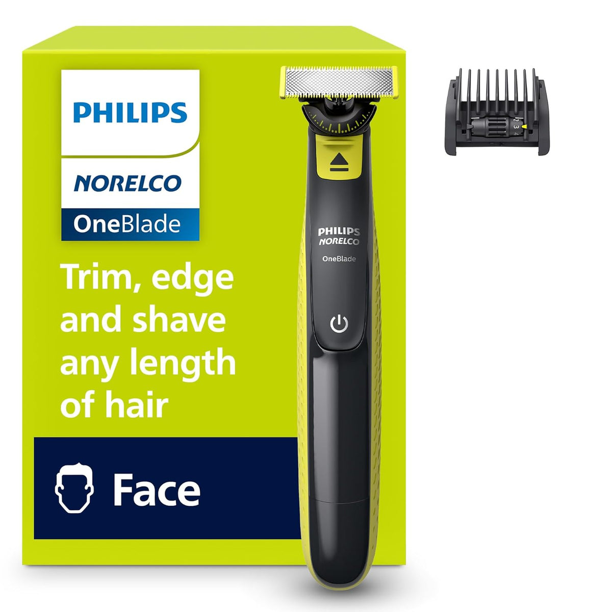 OneBlade 360 Hybrid Face Trimmer and Shaver, 5 Length Comb