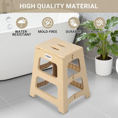 Foldable Bath Shower Safety Chair Seat, 17.7" High Anti-Slip Bench Bath tub Stool for Elderly or Seniors (Blue)