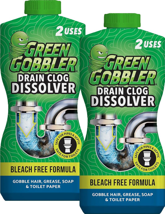 Drain Clog Dissolver | Powerful Liquid Drain Opener & Toilet Clog Remover | Safe for Pipes & Septic | 2 Pack