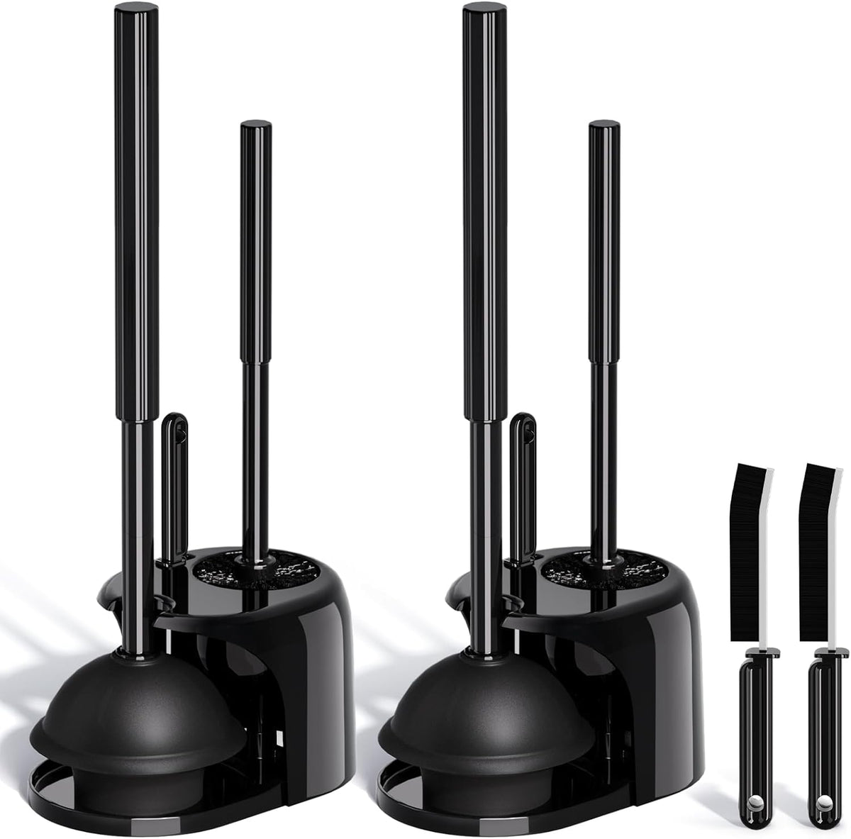 3in1 Toilet Brush and Plunger Set with Slim Crevice Tool and Holder | White bathroom decor, apartment essentials, home essentials, cleaning supplies, bathroom essentials for apartment living