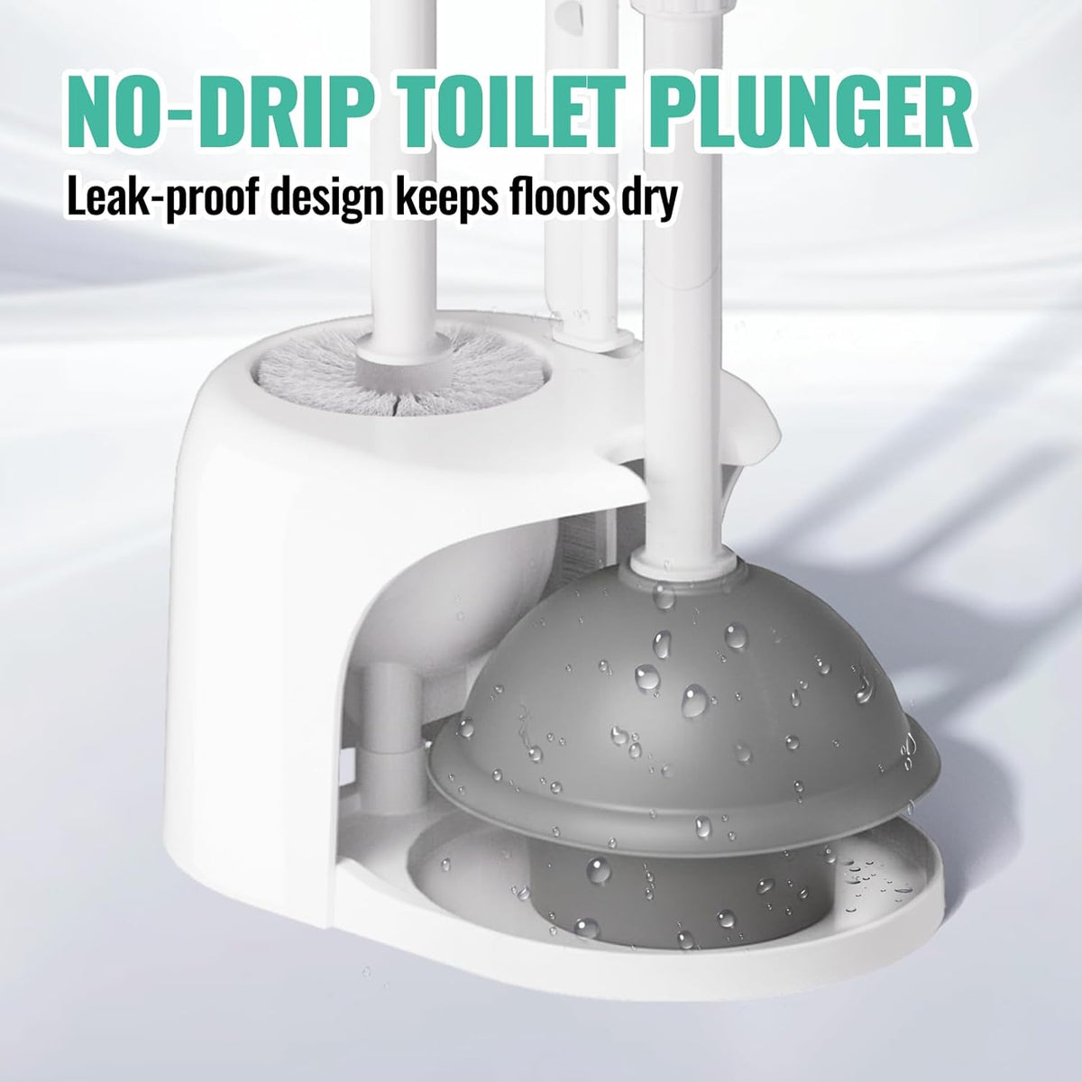 3in1 Toilet Brush and Plunger Set with Slim Crevice Tool and Holder | White bathroom decor, apartment essentials, home essentials, cleaning supplies, bathroom essentials for apartment living