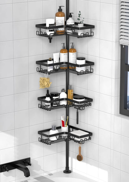 Corner Shower Caddy Tension Pole, Large Capacity Bathroom Organizer