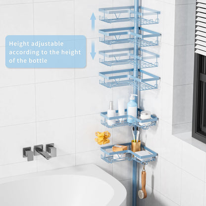Corner Shower Caddy Tension Pole, Large Capacity Bathroom Organizer