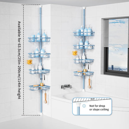 Corner Shower Caddy Tension Pole, Large Capacity Bathroom Organizer
