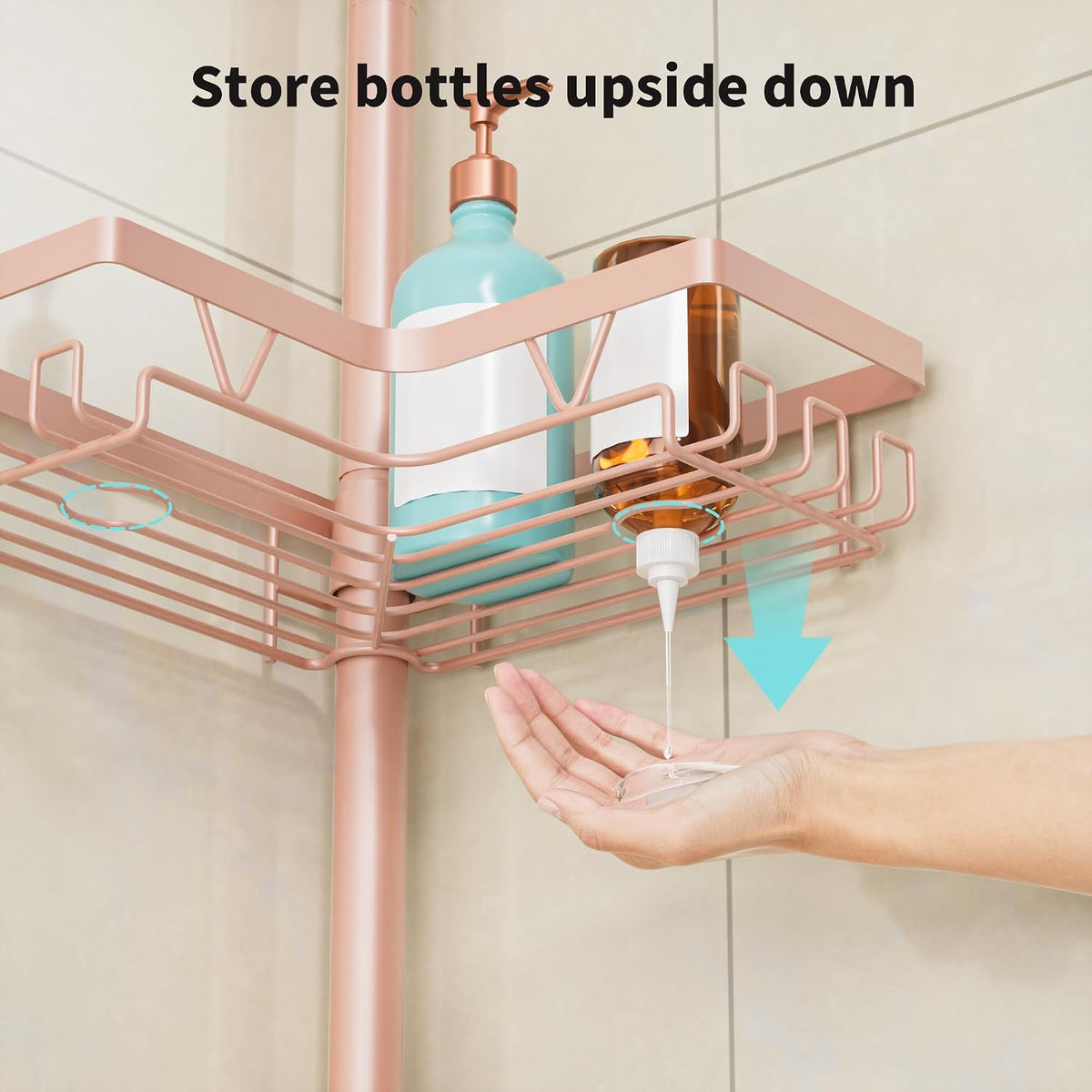 Corner Shower Caddy Tension Pole, Large Capacity Bathroom Organizer