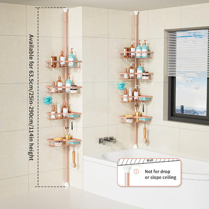 Corner Shower Caddy Tension Pole, Large Capacity Bathroom Organizer