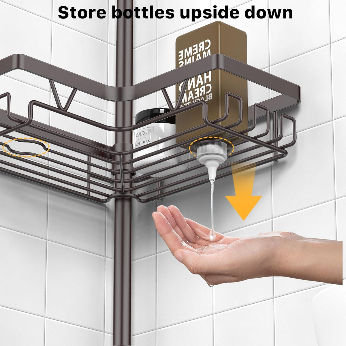 Corner Shower Caddy Tension Pole, Large Capacity Bathroom Organizer