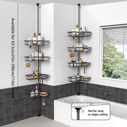 Corner Shower Caddy Tension Pole, Large Capacity Bathroom Organizer