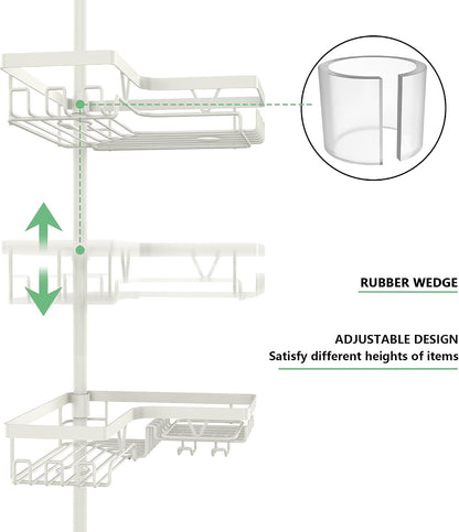 Corner Shower Caddy Tension Pole, Large Capacity Bathroom Organizer