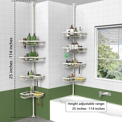 Corner Shower Caddy Tension Pole, Large Capacity Bathroom Organizer