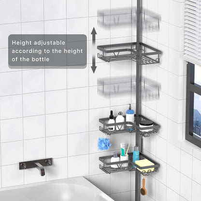 Corner Shower Caddy Tension Pole, Large Capacity Bathroom Organizer