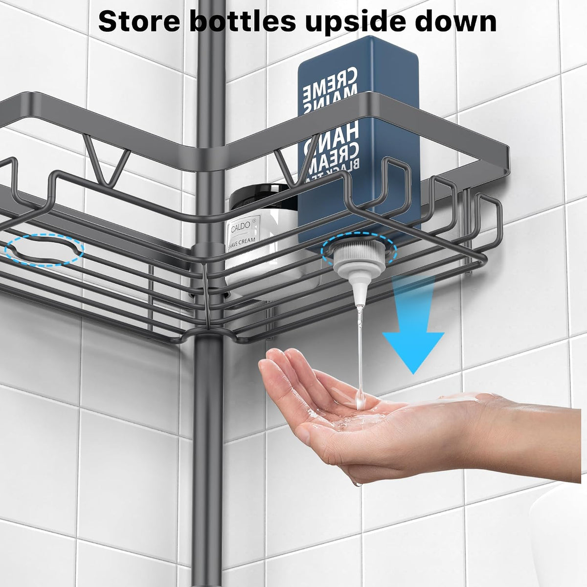 Corner Shower Caddy Tension Pole, Large Capacity Bathroom Organizer
