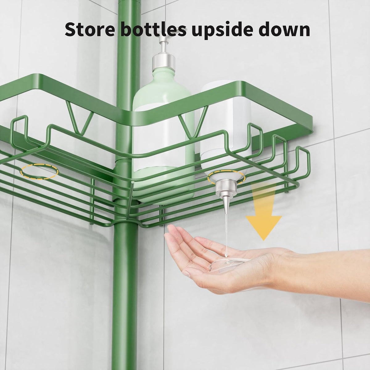 Corner Shower Caddy Tension Pole, Large Capacity Bathroom Organizer