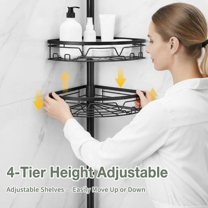 Corner Shower Caddy Tension Pole, Large Capacity Bathroom Organizer