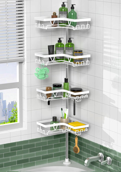 Corner Shower Caddy Tension Pole, Large Capacity Bathroom Organizer