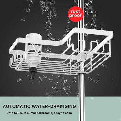 Corner Shower Caddy Tension Pole, Large Capacity Bathroom Organizer