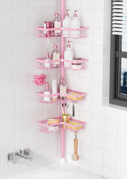 Corner Shower Caddy Tension Pole, Large Capacity Bathroom Organizer