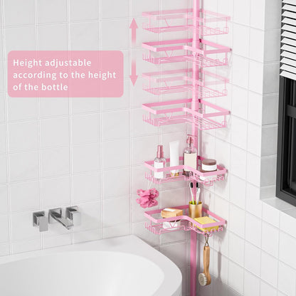 Corner Shower Caddy Tension Pole, Large Capacity Bathroom Organizer