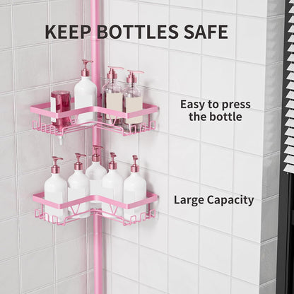 Corner Shower Caddy Tension Pole, Large Capacity Bathroom Organizer