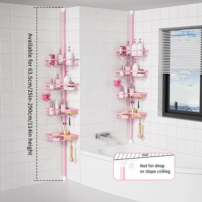 Corner Shower Caddy Tension Pole, Large Capacity Bathroom Organizer