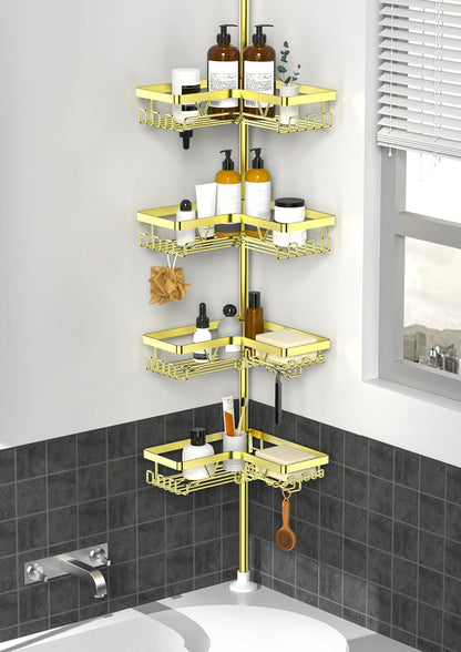 Corner Shower Caddy Tension Pole, Large Capacity Bathroom Organizer