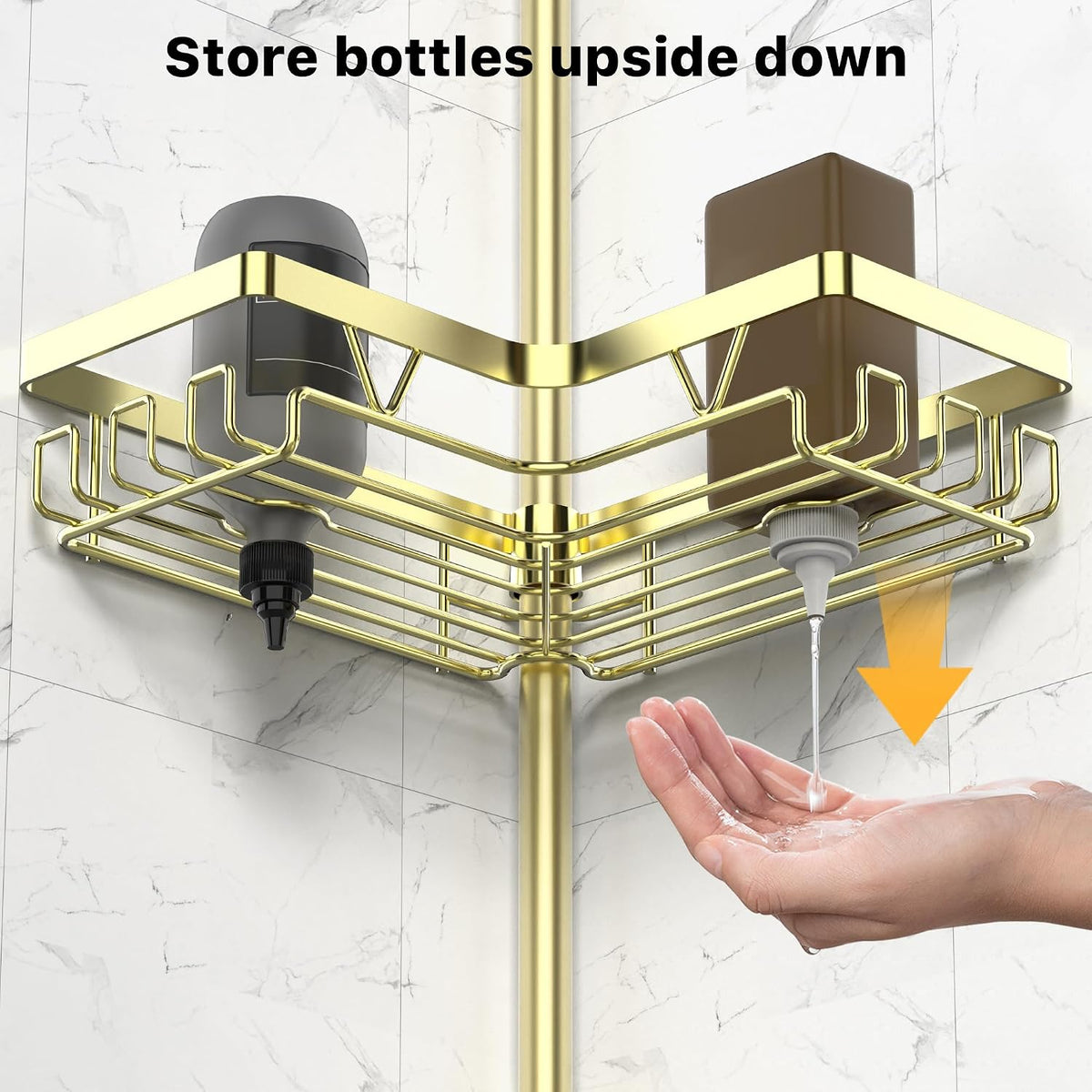 Corner Shower Caddy Tension Pole, Large Capacity Bathroom Organizer