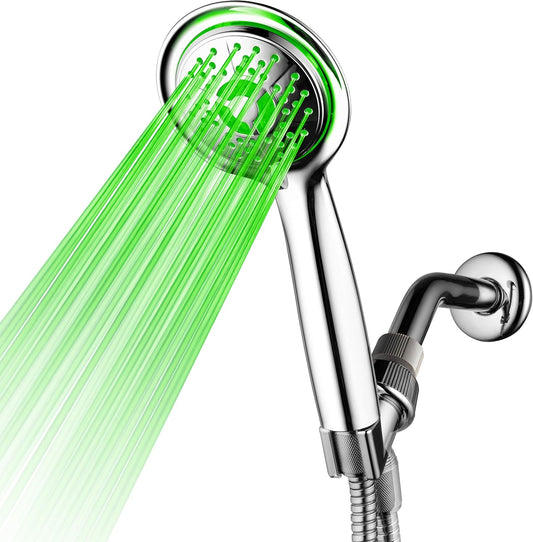 4-Inch LED Handheld Shower Head with Air Jet LED Turbo Pressure-Boost Nozzle Technology (Premium Chrome)