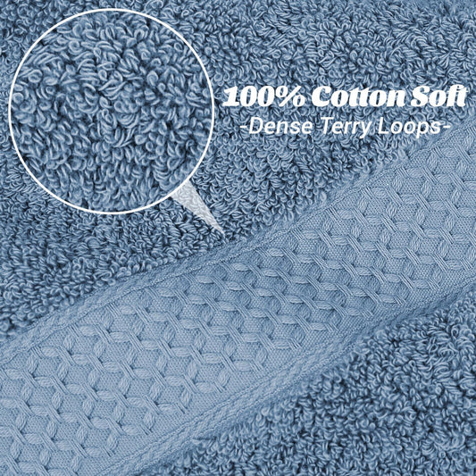 Cotton Bath Towels 2 Pack, Soft Cotton - 55” x 27”, Blue-Gray | Absorbent Bath Towels for Full Body Drying After Shower, Quick Dry Bathroom Towels